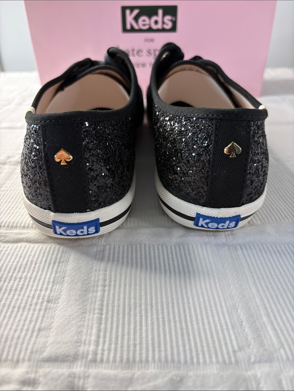 Kate Spade Keds New York Champion Black Glitter Sneakers 11W - Picture 7 of 8